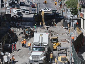 Construction of Ottawa’s light-rail transit system has forced the city to shut down a short stretch of Rideau Street in the same area where a massive sinkhole in June swallowed three lanes and a parked van. Jean Levac/Postmedia
