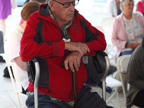 Fred Anderson, 94, watches CBC's Still Standing, he was featured in the episode. Many were referring to him as a local superstar.                   (Shaun Gregory/Huron Expositor)