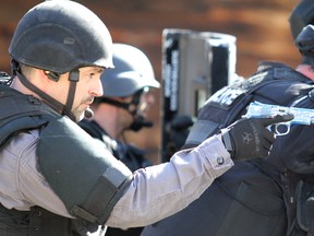 Emergency services unit members train at Glenview Cottages in 2015.