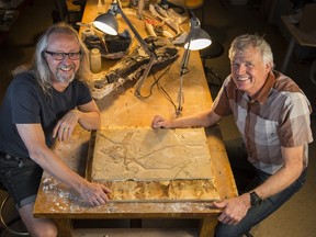 University of Alberta researchers Michael Caldwell and Philip Currie spent almost a decade studying the first complete pterodactyl fossil found in Lebanon. PHOTO SUPPLIED