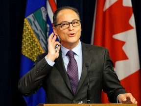 Joe Ceci (Alberta Minister of Finance & President of Treasury Board) provided an update on the public disclosure of compensation for employees and board members with public sector bodies at the Alberta Legislature in Edmonton on Thursday June 23, 2016. LARRY WONG /Postmedia Network