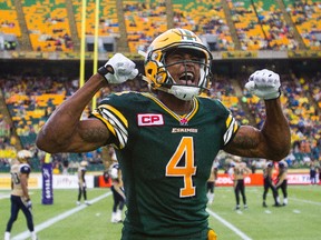 Adarius Bowman celebrates a touchdown last season. This year's Eskimos squad want to keep those celebrations coming. (Ian Kucerak)