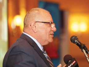 Greater Sudbury Mayor Brian Bigger addressed an audience at the Mayor's State of the City Address at the Greater Sudbury Chamber of Commerce luncheon in Sudbury, Ont. on Thursday June 23, 2016. John Lappa/Sudbury Star/Postmedia Network
