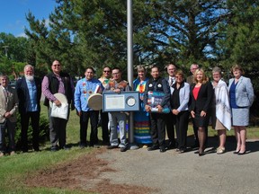 A special Treaty 6 flag raising ceremony was held at Parkland School Division’s Centre for Education on May 31. - Photo submitted by Parkland School Division