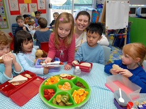 Children have their lunches inspected to see that they are eating healthy food. (Getty Images)
