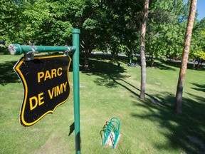 Vimy Park is seen Thursday, June 16, 2016 in Montreal. A move by the Montreal borough of Outremont to change the name of this neighbourhood park from Vimy Park to Jacques-Parizeau Park to honour the former Quebec premier is stirring controversy. (THE CANADIAN PRESS/Paul Chiasson)