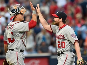 Wilson Ramos (left) and Daniel Murphy of the Nationals have both been terrific fantasy finds this season, performing well above their draft-day value. (The Associated Press)