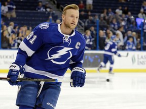 In this Jan. 15, 2016, file photo, Tampa Bay Lightning centre Steven Stamkos skates before a game against the Pittsburgh Penguins, in Tampa, Fla. (AP Photo/Chris O’Meara, File)