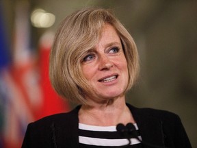 Alberta Premier Rachel Notley speaks during a media availability at the Alberta Legislature Building in Edmonton on May 26, 2016. (THE CANADIAN PRESS/Codie McLachlan)