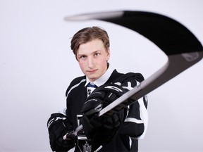 Jacob Moverare poses for a portrait after being selected 112th overall by the Los Angeles Kings during the 2016 NHL Draft on June 25 in Buffalo, N.Y. Moverare is one of several talented players who could be options for the Sudbury Wolves when they pick fifth overall in the CHL Import Draft on Tuesday. Jeffrey T. Barnes/Getty Images/AFP