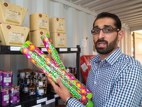 Moe Hamid talks about the more than $13,000 in fireworks stolen from their transport container/store on Wonderland Road and Aldersbrook in London, Ont. on Monday June 27, 2016. Mike Hensen/The London Free Press/Postmedia Network