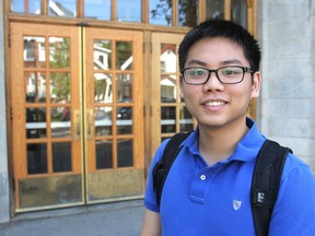 Allen Lai, outside Kingston Collegiate and Vocational Institute in Kingston, has been accepted into Harvard University. He has graduated from the International Baccalaureate program at KC. (Michael Lea/The Whig-Standard)