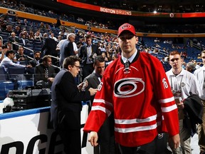 Kingston Frontenacs'Jeremy Helvig reacts after being selected 134th by the Carolina Hurricanes during the 2016 NHL Draft in Buffalo. (Bruce Bennett/Getty Images/AFP)