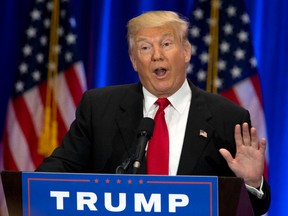 In this June 22, 2016, file photo, Republican presidential candidate Donald Trump speaks in New York. From the start, Trump’s call “for a total and complete shutdown of Muslims entering the United States” has been a signature of the Republican’s campaign for president. Yet from that first moment, the White House candidate has evaded questions when pressed for details. Now, faced with sliding poll numbers, his spokeswoman says he’s no longer seeking the ban at all. (AP Photo/Mary Altaffer)