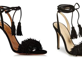 (L) Aquazzura's Wild Thing sandal, (R) Ivanka Trump's Hettie shoe. (Barney's New York; Nordstrom)