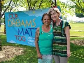Local organizers of the Our Dreams Matters Too march, the Native Friendship Centre's Liz Plain and the Sarnia-Lambton Children's Aid Society's Dawn Flegel, prepare to march to the post office on June 20, to send Prime Minister Justin Trudeau letters regarding equity for First Nations youth.
CARL HNATYSHYN/SARNIA THIS WEEK
