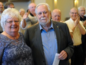 Terry and Vern Fleming at Vern's Citizen of the Year Celebration on June 22. (CHRIS ABBOTT/TILLSONBURG NEWS)