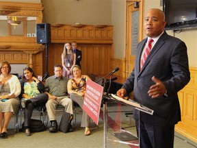 Ontario Minister of Children and Youth Services Michael Coteau announces changes to the Ontario Autism Program during a news conference at Queen's Park on June 28, 2016. (Nick Westoll/Toronto Sun)