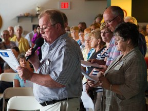 Luke Hendry/The Intelligencer
Our TMH chairman Mike Cowan makes a delegation at the Quinte Health Care annual general meeting in Bancroft Tuesday. The group continues to call on the corporation to stop its plan to move some surgeries to Belleville.