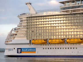 Royal Caribbean's Harmony of the Seas, the worlds largest cruise ship, arrives at her home port of Southampton in Hampshire, UK. (Paul Jacobs/WENN.com)