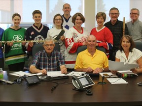 Gateway summer students and MP Ben Lobb met with members of the Board of Directors to prepare for the third annual Hometown Heroes “Raise a Little Health” charity hockey game. (Laura Broadley/Goderich Signal Star)