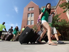 Baylor University students move onto campus at the beginning of the fall semester.