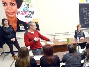 Stratford Northwestern co-op education department head Mark Roth introduces community guests to a group of co-op students at a workshop on Friday February 12, 2016 in Stratford, Ont. (Scott Wishart/Stratford Beacon Herald/Postmedia Network)