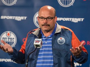 Oilers GM Peter Chiarelli says sending Taylor Hall to new Jersey for defenceman Adam Larsson was a needs-based trade. (Shaughn Butts)