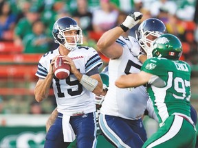 Ricky Ray, who has quarterbacked many games in Mosaic Stadium for the Argos and Eskimos during his CFL career, will likely be making his final appearance at the old facility when the Boatmen visit the Roughriders tonight in Regina. (AFP)