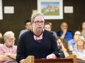 Beverley Hillier, the city's manager of planning services, speaks to the city planning advisory committee Wednesday during a public meeting regarding the proposed rezoning of the former Kenroc/Uniroc site on Memorial Drive to allow for a casino. 
Gord Young/The Nugget