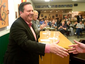 Calgary MP Jason Kenney is introduced at the Cochrane legion Wednesday, June 28, 2016, where he spoke of the need for Alberta's conservatives to reunite. (TED RHODES/Postmedia)