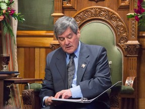 New Brunswick Lt.-Gov. Graydon Nicholas reads the speech from the throne in the Legislative Assembly of New Brunswick in Fredericton on November 27, 2012. Two Olympic medallists, the first aboriginal to become lieutenant-governor of New Brunswick, and a commissioner with the Truth and Reconciliation Commission are among the 113 newest members of the Order of Canada. THE CANADIAN PRESS/Keith Minchin