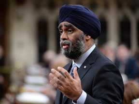 Defence Minister Harjit Sajjan answers a question during Question Period in the House of Commons on Parliament Hill in Ottawa on Monday, June 13, 2016. THE CANADIAN PRESS/Adrian Wyld