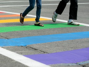 The crosswalk at the intersection of Bank and Somerset was painted in rainbow colours. Darren Brown/Postmedia