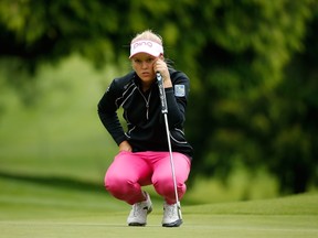 Brooke Henderson lines up her par putt on the 11th green during the first round of the Cambia Portland Classic held at Columbia Edgewater Country Club in Portland, Ore., on Thursday, June 30, 2016. (Michael Cohen/Getty Images/AFP)