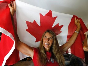 Canadian swimmer Elaine Tanner set many world records 50 years ago. She was the first athlete to have the then-new Canadian flag raised for a gold medal her relay team won in Jamaica 1966 on Wednesday June 29, 2016. Michael Peake/Toronto Sun/Postmedia Network