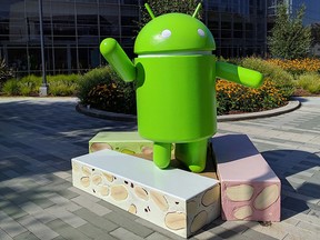 This photo provided by Google shows the Android Nougat statue, officially unveiled Thursday, June 30, 2016, at Google campus in Mountain View, Calif.  (Google via AP)