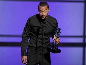 Jesse Williams accepts the humanitarian award at the BET Awards at the Microsoft Theater on Sunday, June 26, 2016, in Los Angeles. (Photo by Matt Sayles/Invision/AP)