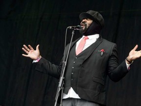 Gregory Porter performs at the Glastonbury music festival on June 26. He was at the Winspear Centre on Thursday night.