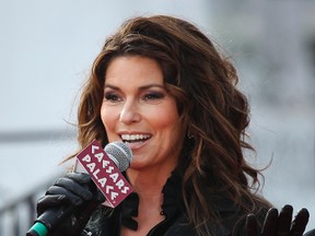 Shania Twain speaks after making her official arrival on horseback at Caesars Palace in Las Vegas on Wednesday, Nov. 14, 2012. Twain is set to begin a two-year residency at the Colosseum with her show "Shania: Still the One" starting Dec. 1. (AP Photo/Las Vegas Review-Journal, Jason Bean)