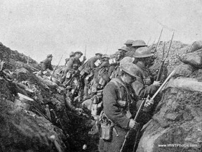 Canadians prepare to charge during the battle of the Somme