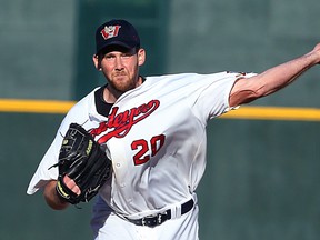 Winnipeg Goldeyes starting pitcher Kevin McGovern delivers against the Sioux Falls Canaries in American Association baseball action at Shaw Park in Winnipeg on Sat., July 2, 2016. Kevin King/Winnipeg Sun/Postmedia Network