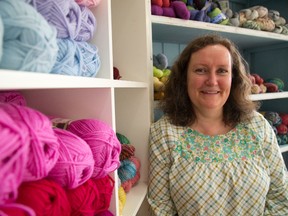 Suzanne French left Toronto in 2013 for the lower costs of London to set up her knitting and fabric supply shop. It?s now based at Wharncliffe Road and Elmwood Avenue. (MIKE HENSEN, The London Free Press)