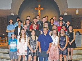 Pictured above are the Grade 8 students from St. Anthony School who posed for a group photography in St. Anthony church, where they held the first part of their Farewell Ceremony. After a welcome by their priest, Holy Communion, and the presentation of Achievement Certificates,  students and their families moved over to the school where a slide show presentation and refreshments were waiting for them.
