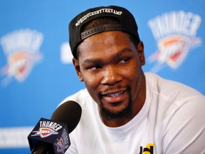 Kevin Durant is heading to the Golden State Warriors as a free agent, leaving the Oklahoma City Thunder after making an announcement on the Players' Tribune on Monday, July 4, 2016. (Nate Billings/The Oklahoman via AP/Files)