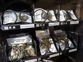 A marijuana vending machine at BC Pain Society, located on Commercial Dr. in Vancouver. (POSTMEDIA NETWORK PHOTO)