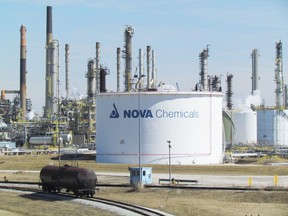 The Nova Chemicals Corunna site, near Sarnia, Ont., is shown in this file photo. The Ontario government is calling for a study to compare the cost of building and operating chemical plants in Sarnia with several chemical-manufacturing regions in the U.S. (File photo/Sarnia Observer)