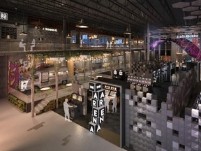 Interior drawing of Cineplex's Rec Room in South Edmonton Common.