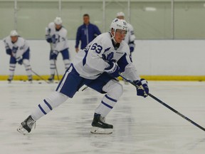 Forward Auston Matthews (63) heads up the ice during the Toronto Maple Leafs development camp at the Gale Centre in Niagara Falls Tuesday July 5, 2016. (Jack Boland/Toronto Sun/Postmedia Network)