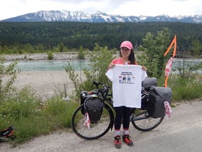 Vivian Ip is on a Remember Your Roots 4 Dementia cross-country ride across Canada to help her grandparents. (Photo supplied)